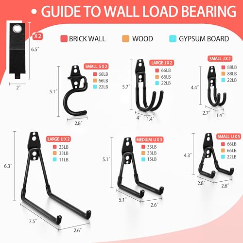 Kodreat 18 Pack Heavy Duty Garage Hooks with Anti-Slip Coating - Black, Wall Mount Storage