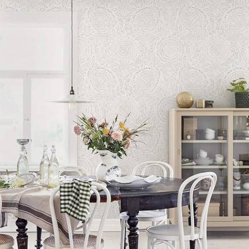 Ismoon Peel and Stick Floral Wallpaper Beige 17.3