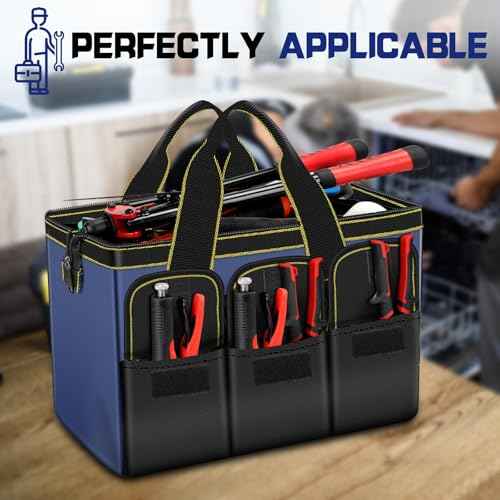 Tool Bag 2-Pack Set | AIRAJ 18" & 14" Portable Tool Storage Bag | Wide Mouth Tool Bags for Men and Women | Small Tool Tote | Tool Organizer for Home Repairs,Garage Storage,Professional Work | Tool Box