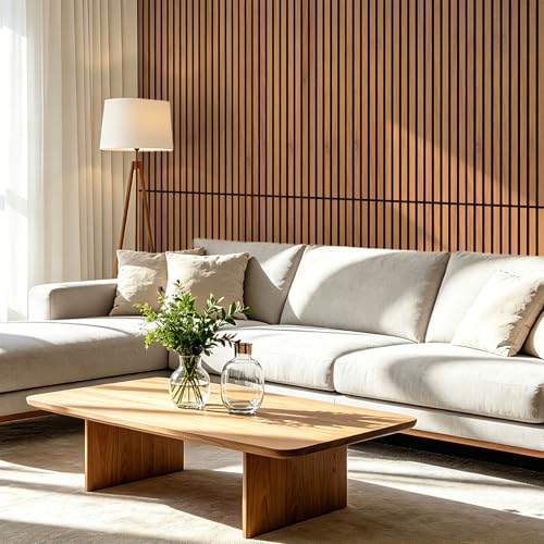 Art3d 47 x 23.6 Inch Chestnut Acoustic Wood Slat Wall Panel 4-Pack