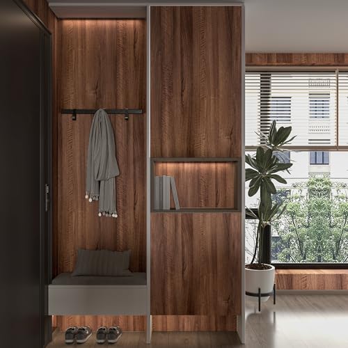 HOLOMEY Walnut Wood Contact Paper 16x78 Inch Peel & Stick Waterproof Vinyl for Cabinets & Countertops