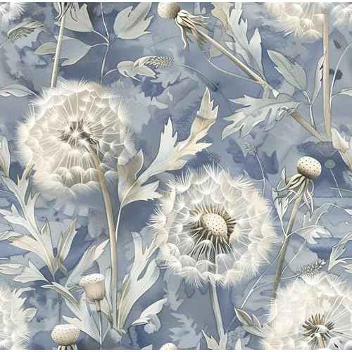 Jeweluck Floral Peel and Stick Wallpaper Blue Dandelion Wallpaper Peel and Stick Contact Paper 16.9inx118.1in Vintage Floral Dandelion Boho Wall Paper for Bedroom Self Adhesive Removable Decor Vinyl