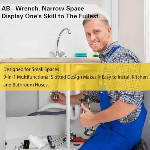 Basin Wrench, 9 in 1 Multifunctional Sink Bathroom Wrench, Standard Household Water Pipe Faucet Washing Basin Corner Valve Sink Repair Removal Tool for Kitchen & Bathroom Tight Spaces (2-Piece)