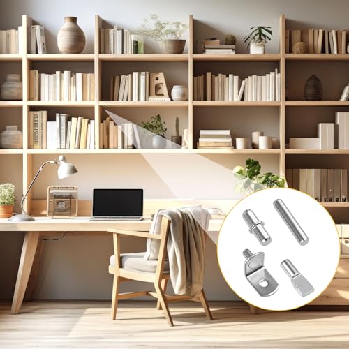 Okxiri Silver 124-Piece Shelf Pegs Kit with 5 Styles for Cabinets & Shelves