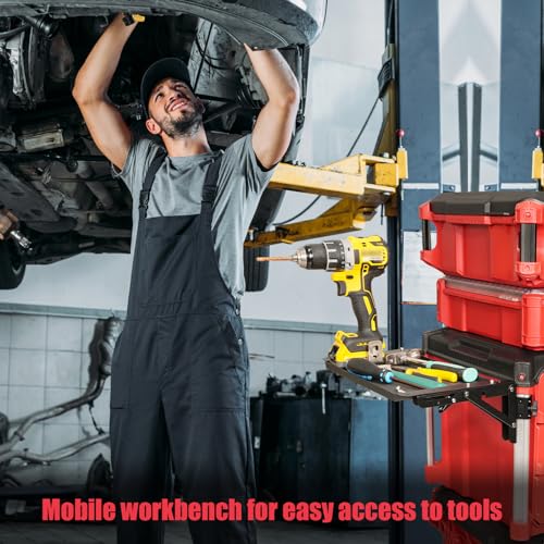 Folding Magnetic Side Table for Milwaukee Packout Toolbox – No-Drill Tool Tray Organizer