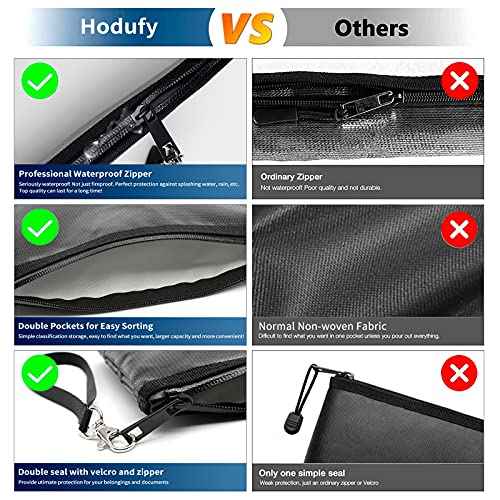 Fireproof Money Bag (2000¢µ), Fireproof Document Bags, Bank Cash Bag with Zipper & Strap, Suitable for A5 Documents, Bank Inventory, Passport (Black)