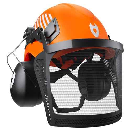 NoCry ANSI Z89.1 Rated Arborist Helmet ? Chainsaw Helmet with Face Shield and Ear Muffs ? Adjustable Hard Hat with Adaptive Ventilation; Impact-Resistant Mesh Face Shield for Forestry with Side Guards