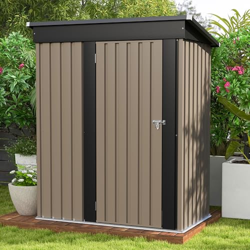 Patiowell 5x3 FT Outdoor Storage Shed Brown - Weatherproof Garden Tool Storage