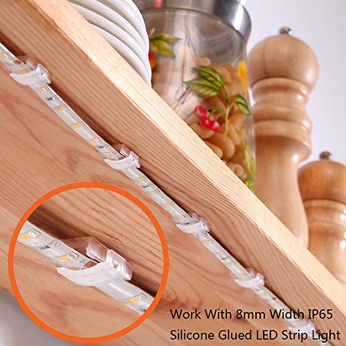 Threetwofour Clear LED Strip Light Mounting Clips Pack of 100 for 8-10mm Strips