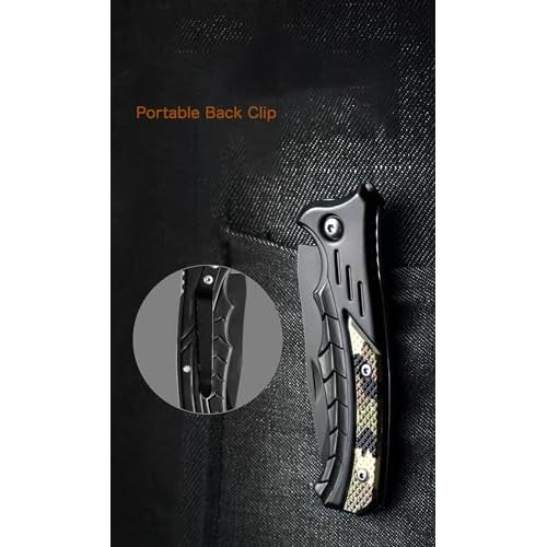 Folding Pocket Knife, Pocket Knife with Chain, Only 2.68 in. Blade - EDC Knife for Camping Hiking Fishing for Men and Women (Camouflage)