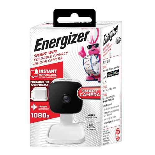 Energizer Smart Wi-Fi Indoor Security Camera, 1080P Full HD with Motion Alerts, Two-Way Communication, App Access, Cloud or SD Storage, Foldable Design for Privacy, 2.4Ghz Wi-Fi