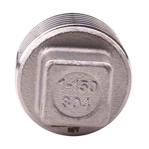 Stainless Steel 304 Cast Pipe Fitting, Square Head Cored Plug, Class 150, 1 Inch NPT Male