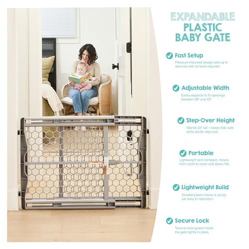 Regalo 28-42 Inch Expandable Plastic Baby Safety Gate for Stairs & Doorways