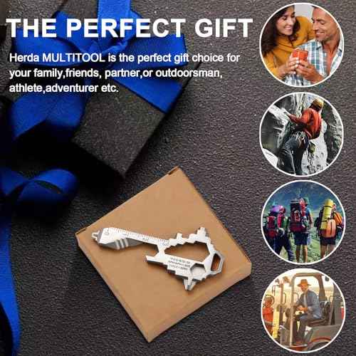Herda Keychain Multitool ? EDC Tool with 17+ Functions Gifts| Small Bottle Opener keychain with Screwdriver, Wrench, and Box Cutter for Travel, Outdoor, and Everyday Use ? TSA Safe