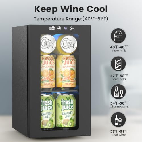 Electactic Black 10L Mini Countertop Wine Cooler, Compact Beverage Refrigerator