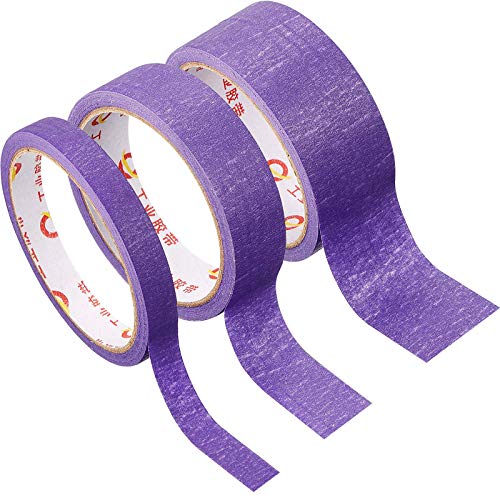 Outus 3 Rolls 45 Yards Purple Crafting Tape Multipurpose Removable Masking Tape for Art DIY Labeling Decoration, 0.5 in, 1 Inch, 1.5 Inch