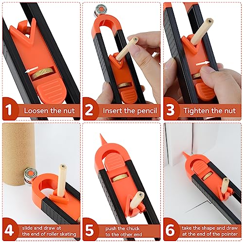 Yuntop Precise Contour Scribe Tool Kit with 2 Pencils — Adjustable Locking Contour Gauge for Woodworking