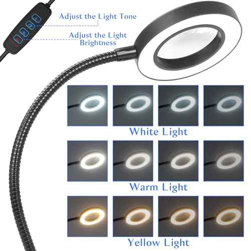 NZQXJXZ Helping Hands Soldering Station with 3x Magnifying Glass and Light, Soldering Holder Metal Circuit Board Holder 4 Flexible Metal Arms Magnetic Helping Hand for Soldering, Assembly, Repair