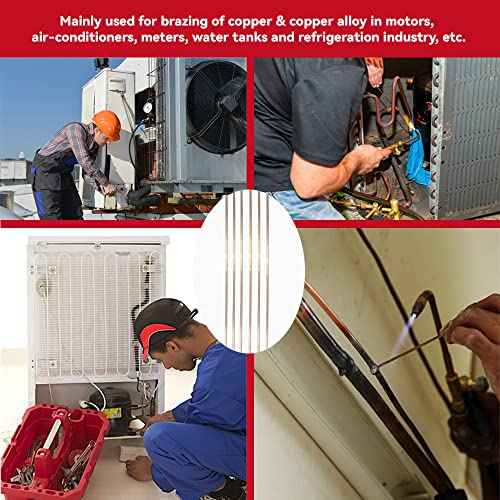 Silver Brazing Rods 5% BCuP-3 20 Flat Bar Welding Stick JAgP-5 Silver Phos Solder Rods 0.050"x1/8"x14" for Gas Soldering Torch Accessory Air-conditioners, Refrigerators and Freezers