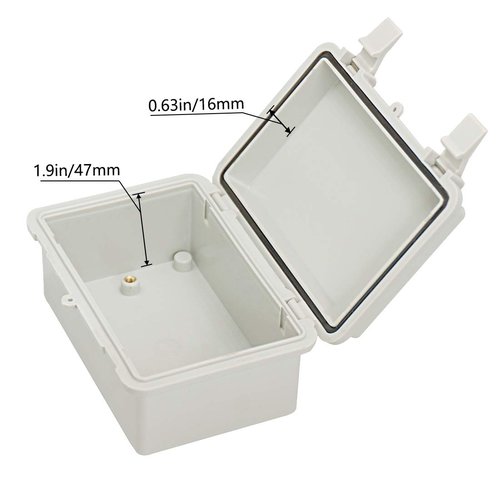 Zulkit IP65 Waterproof ABS Plastic Electrical Box - Hinged Shell, 2 Cable Glands, 5.9 x 3.9 x 2.8 inch