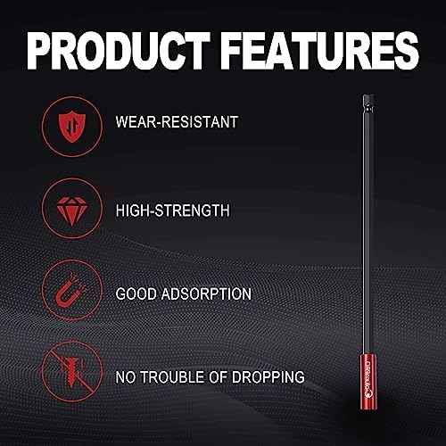 2PCS 12inch Strong Magnetic Drill Bit Extension Holder for Impact Driver,1/4" Hex Shank S2 Steel Magnetic Screwdriver Extension,Drill Bit Extender