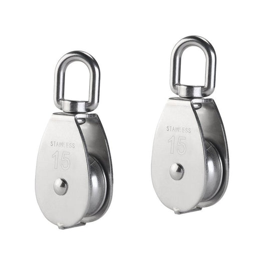 YAMASO,2Pcs 304 Stainless Steel M15 Silver Single Pulley Block Wire Rope Hanging Wire Towing Wheel