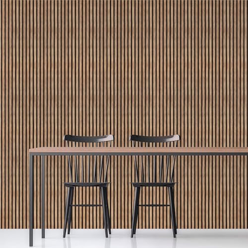 Yun-aeon Tan Wood Slats Peel and Stick Wallpaper 17.3" x 120" for Walls & Furniture
