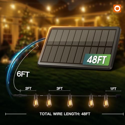 addlon 54FT Solar String Lights Outdoor with USB & Remote Control 48+6FT, 20+ Hrs Lasting, Multi-Mode