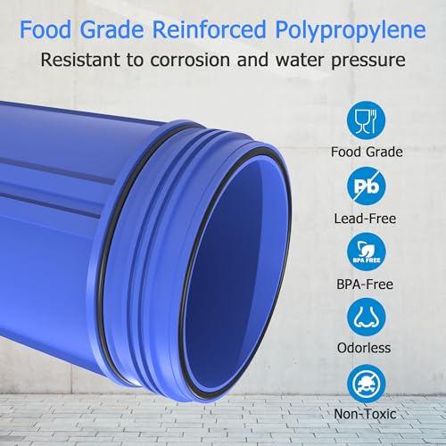 20x4.5 Inch Whole House Water Filter Housing with Pressure Relief Button - MewMore