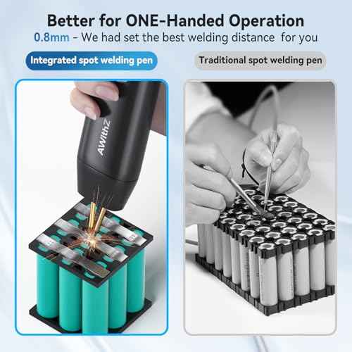 11-Level Handheld Spot Welder for 18650 Li-ion Batteries, Automatic and Manual Dual Mode Welding Machine with Replaceable Copper Tip, DIY/Power Tool Repair Kit