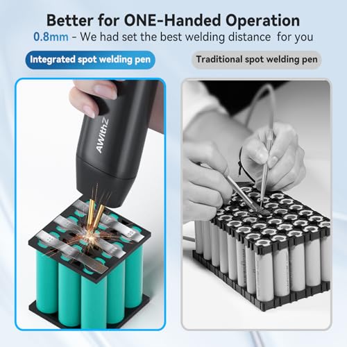 11-Level Handheld Spot Welder for 18650 Li-ion Batteries, Automatic and Manual Dual Mode Welding Machine with Replaceable Copper Tip, DIY/Power Tool Repair Kit