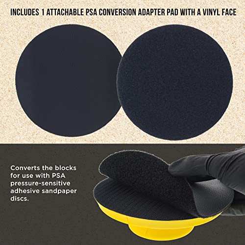 Dura-Gold Pro Series 6" Round-Shaped Hand Sanding Block Pad for Hook & Loop and PSA 6" DA Sanding Discs, 2 Pack - PSA Sandpaper Conversion Adapter Pad - Automotive Car Sand Wood Woodworking Furniture