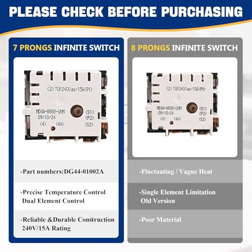 BTNTVEN DG44-01002A Regulator-Energy Dual Infinite Switch for Samsung Range - Model DG44-01002A