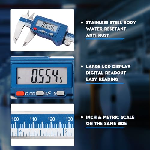 Dasqua 6” IP54 Digital Caliper, Water-Resistant Precision Measuring