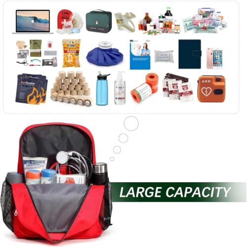 Gatycallaty Red 5-Piece Durable First Aid Backpack for Workplace & Outdoors