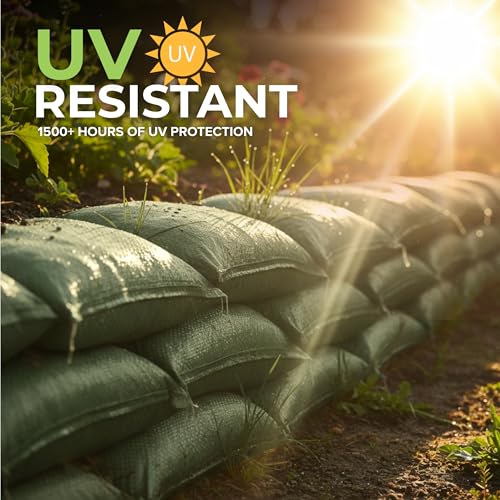Pack of 20 Heavy Duty Military Green Sandbags 14 x 26 inches Flood & Flood Control