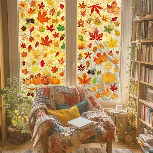 Fall Window Clings 9 Sheets 274 PCS Autumn Decor for Thanksgiving & Party - Traplace