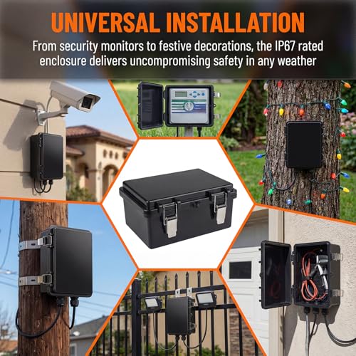 Qukipet IP67 Waterproof Electrical Junction Box Black 8.7 x 6.7 x 4.3 Inches