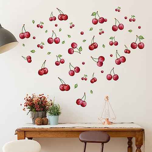 Wall Decals, Peel and Stick Stickers, Cherry Pattern,