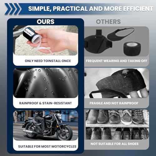 K-Shield 5 Pieces Motorcycle Shifter Shoe Protector - Quick-Fit Universal Boots Protector for Motorbike Footwear Shoes, Non-Slip Rubber Cover Accessories for Men Women, Black (Black)