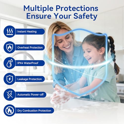 110V Electric Tankless Water Heater 3000W Instant On-Demand Hot Water for Kitchen & Bathroom