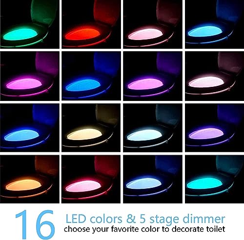 Chunace Motion Sensor Toilet Night Light 2 Pack - Colorful Bathroom Safety