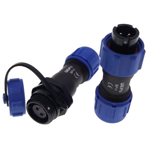 Weipu SP11 Waterproof Electrical Connectors 2pin Male Female Inline Cabel to Cable Power Plug and Socket Set, for ø4-6.5mm Wire Range Power Quick Connectors