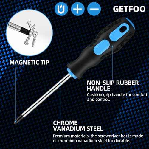 Magnetic Screwdriver Set - 7-Piece Cushion Grip Kit / 4 Phillips & 3 Flat Heads for Auto Repair, Electronics & Furniture Assembly | Holiday Gift for Mechanics & DIYers