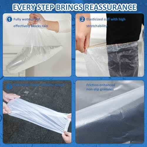 10 Pairs PE Waterproof Shoe Covers for Rain,Rain Shoe Covers,Disposable Rain Boots Covers,Indoor Outdoor Overshoes for Men and Women (Transparent)