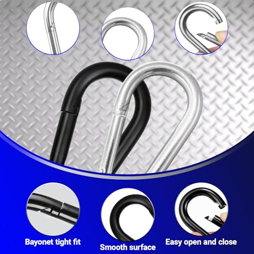 M5-2" Black Spring Snap Hook Carabiner Clip 50PCS Heavy Duty Keychain