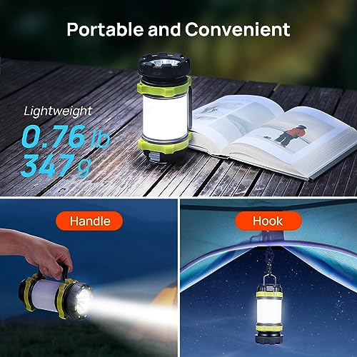 Consciot 2 Pack LED Camping Lantern & Flashlight Rechargeable, 6 Light Modes