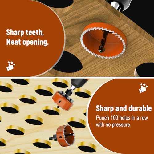 11-Piece Hole Saw Kit (1-1/4" to 3" / 32-76mm) with Mandrels, Arbor, Gloves & Case for Soft Wood, PVC Board, Plywood