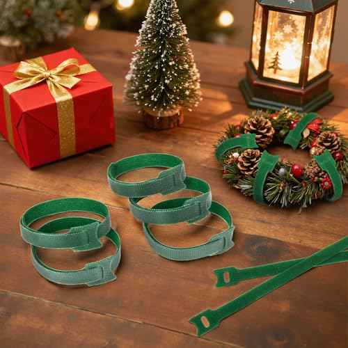 120 Pcs Christmas Garland Ties, 12" Adjustable Holiday Garland Ties, Reusable Nylon Garden Plant Cable Straps Xmas Tree Railing Tie Wreath Garlands Hanger for Stairs Door Banister Decoration (Green)