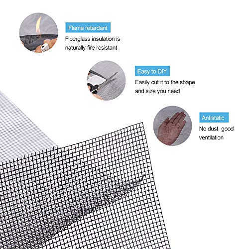 Pololo Fiberglass Window Screen Roll 36” x 100’ Black High Visibility Durable Mesh